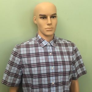 Burberry Blue/Mauve plaid short sleeve shirt Sz/XL
